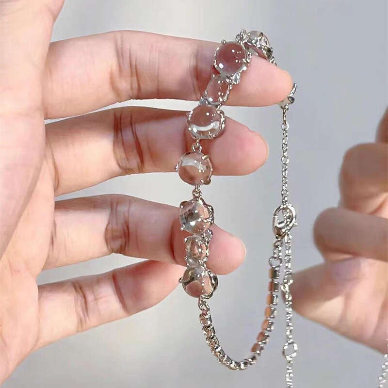 2025 Exquisite Fashion New Sweet Pink Bracelet with Zircon Inlaid Light Luxury Fashion Versatile Best Friend Bracelet Gold Plate Agate Diamond Designe