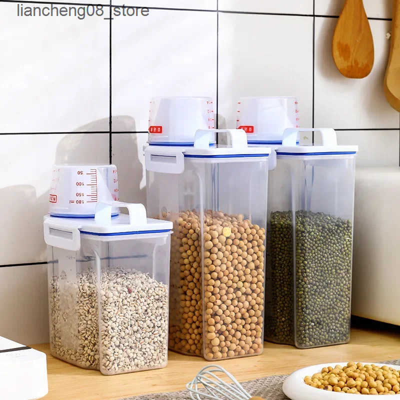 Dog Bowls Dishes Cat Dog Food Storage Container Sealed Moisture-proof Plastic Tank Pet Food Container with Lids Sealing Box Kitchen Grain Boxes L24091