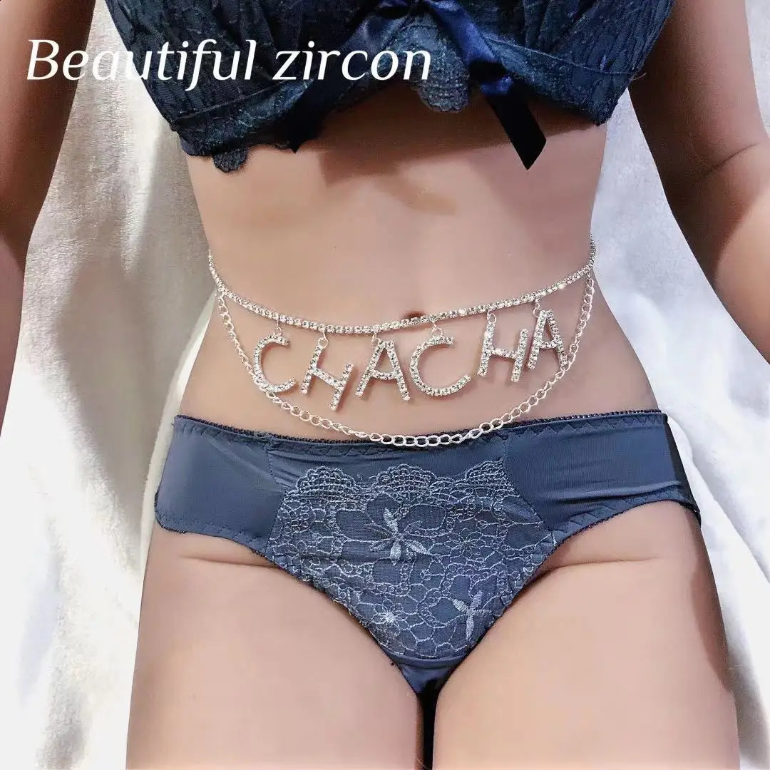 n letter belt fashion shiny Rhinestone Crystal waist chain statement womens tassel crystal waist chain accessories 241220