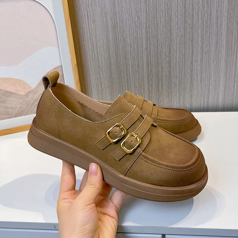 AIYUQI Loafers Female Genuine Leather Ladies Spring Shoes Retro British Style Women's Shoes