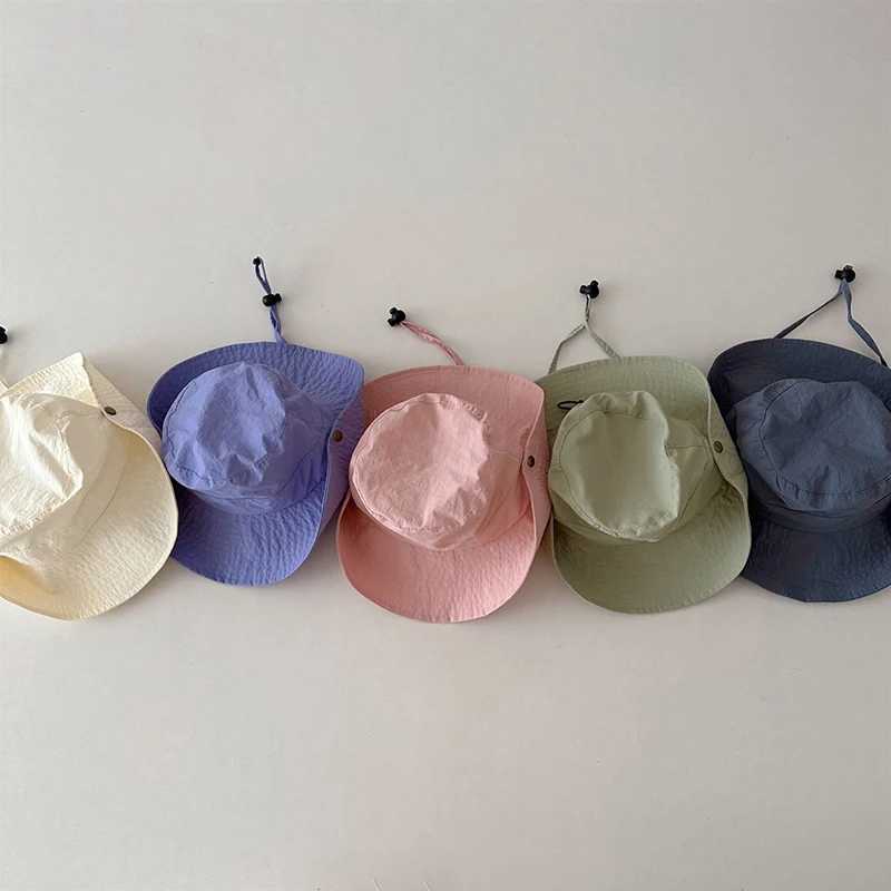 Caps Hats Summer Quick Dry Kids Bucket Hat Korean casual outdoor sunscreen baby boys and girls fisherman hat beach children Panama sun hat H241223