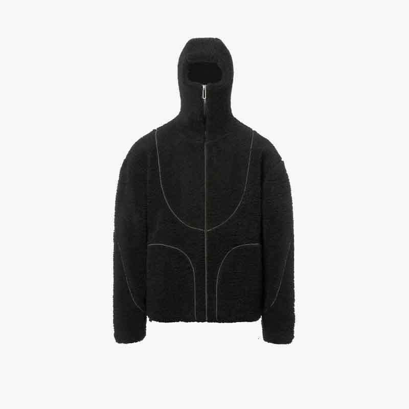 Overseas ins new color blocked stand up collar jacket men's women's fleece zipper letter embroidery warm autumn and winter hoodie Y2K
