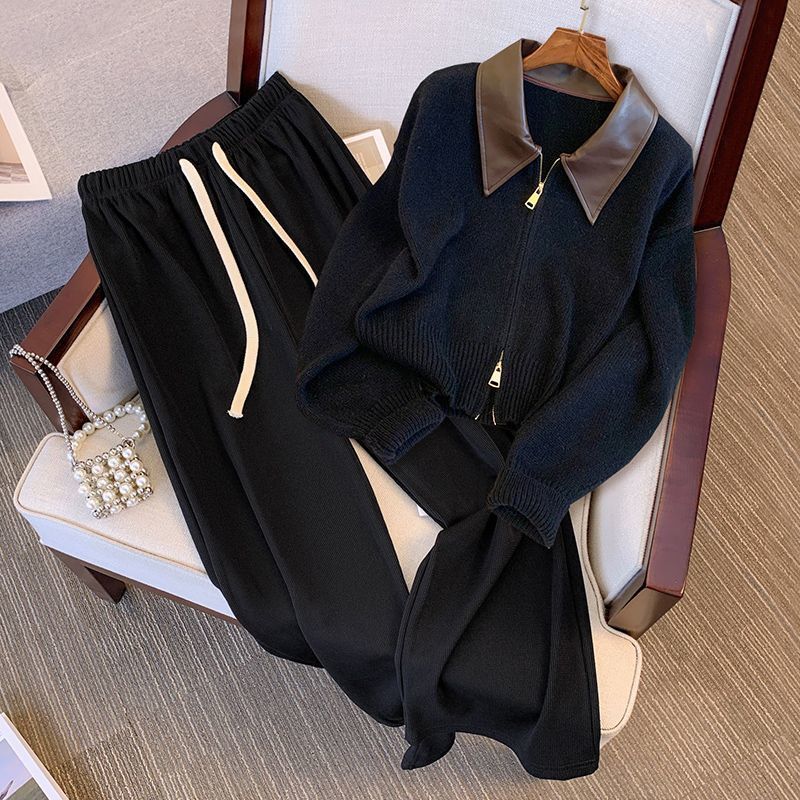 Autumn Outfit Of new New Knitted Cardigan Sweater, Women's Slimming Versatile Casual Pants Two-Piece Seew In Matching Set