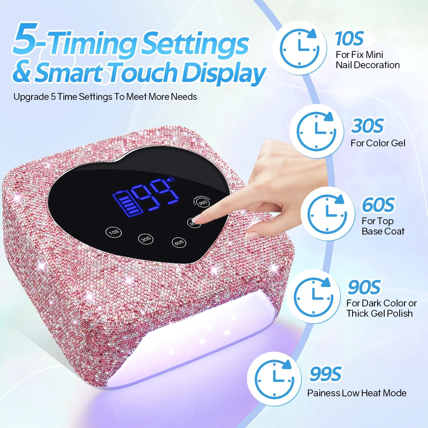 72W Cordless UV Nail Lamp Rechargeable 30 LEDs Nail Dryer with 5 Timer Settings UV Cabin Manicure Light for Nails Nail Art Tools 241223