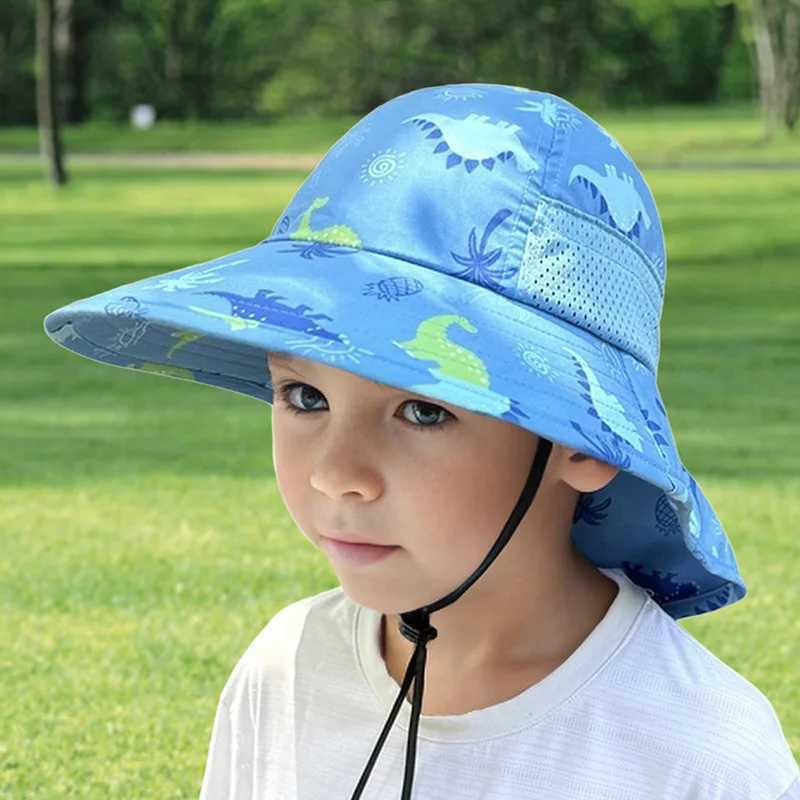 Caps Hats 2024 Summer Baby Hats Shawls Quick Dry Printing Boys Girls Fishermans Hats Childrens Beach Travel Accessories H241223
