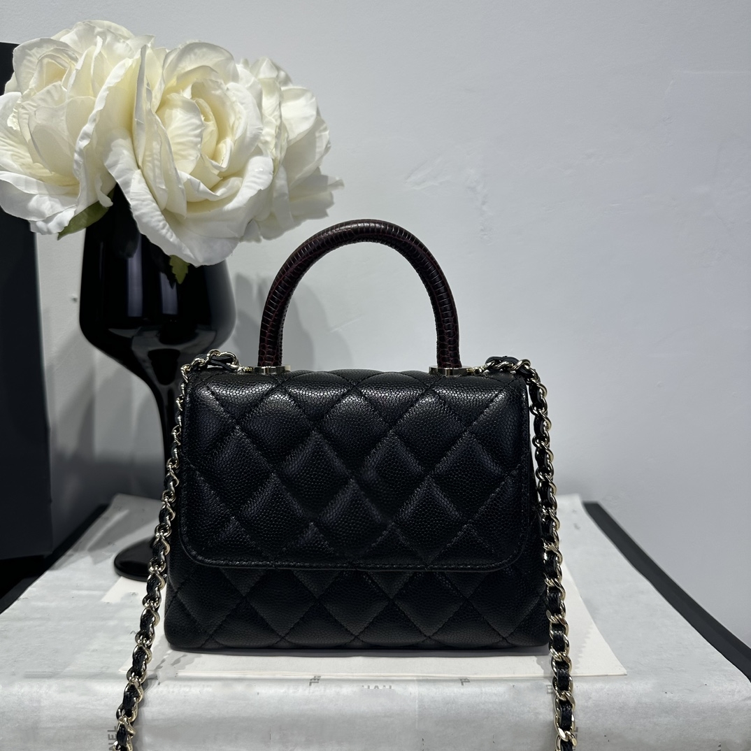 14.5cm mini handle classic flip bag designer bag high-quality caviar leather handbag crossbody bag fashionable versatile shoulder bag