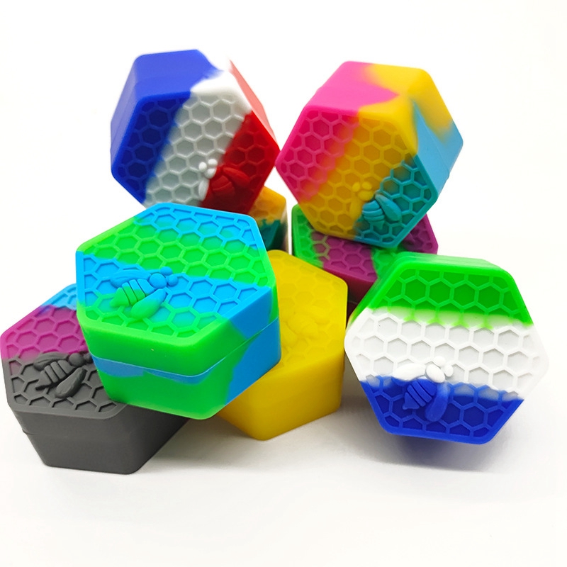 2Pcs 26ml Nonstick Honeybee wax containers hexagon silicone container food grade jars dab tool storage jar oil holder box