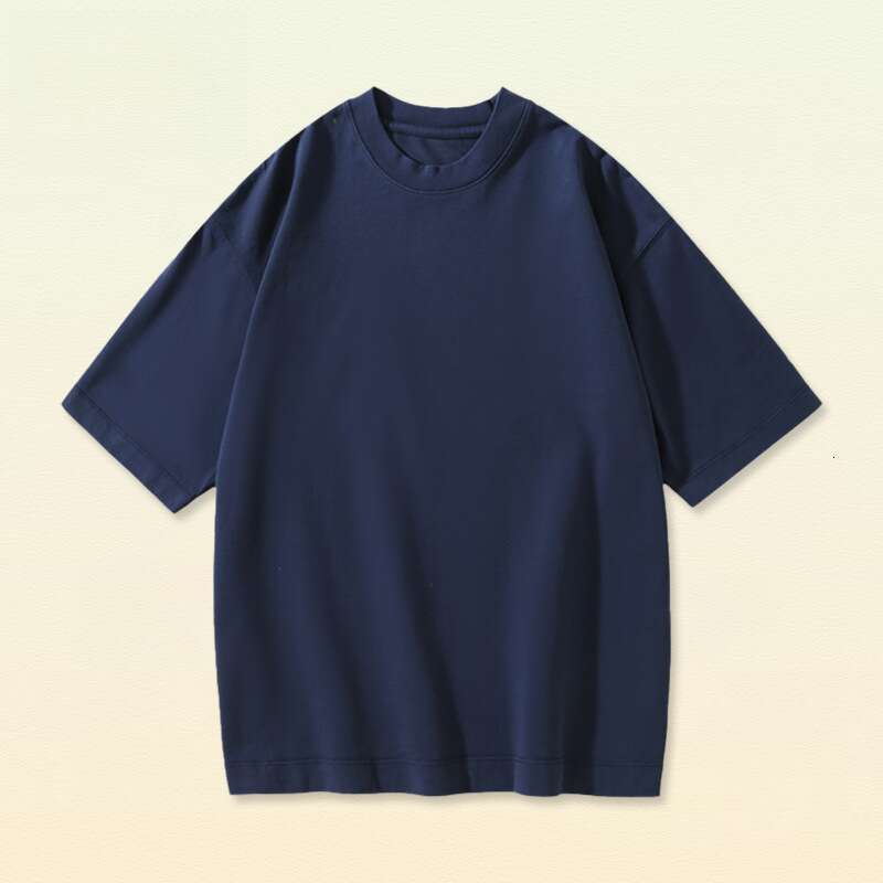 Men's Wear Loose Fitting Suit 330G Pure Cotton Double Yarn Short Sleeved T-Shirt Men, Loose Fit Plus Size, American Trendy Brand Casual Base Shir