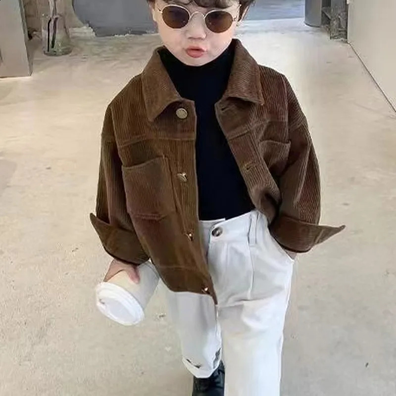 Boy Jackets Kids Coats Corduroy Fashion Children Outerwear Spring Autumn -A077 241223