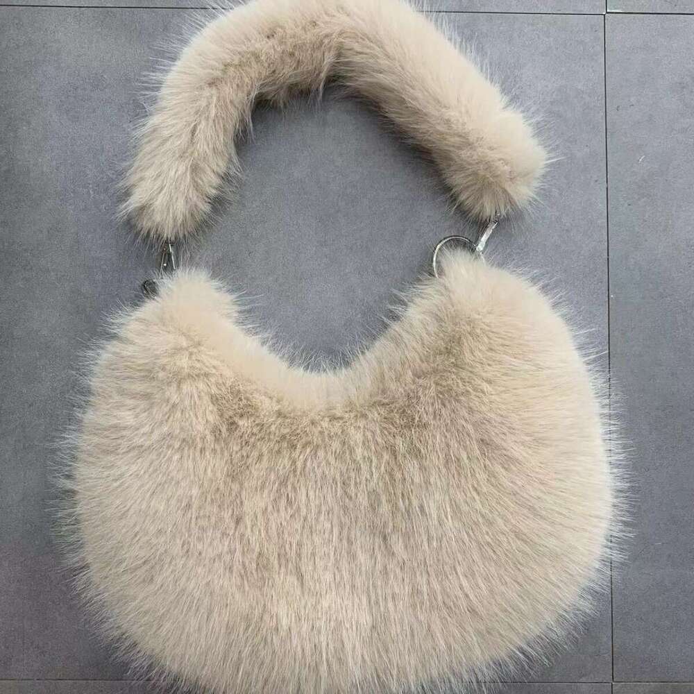 New imitation fox fur plush Korean version design niche versatile new zipper large capacity crossbody shoulder bag