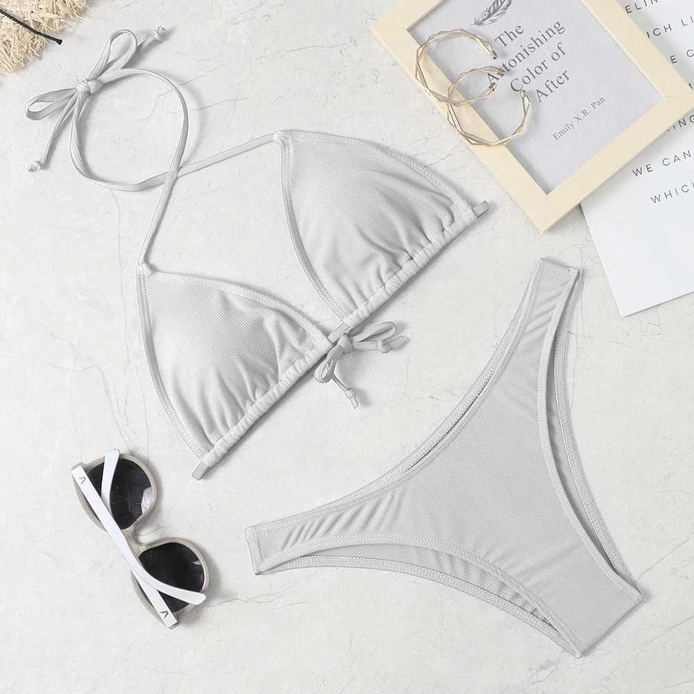 2022 new sexy bikini suit solid color swimsuit womens Beach swimsuitXJ241223