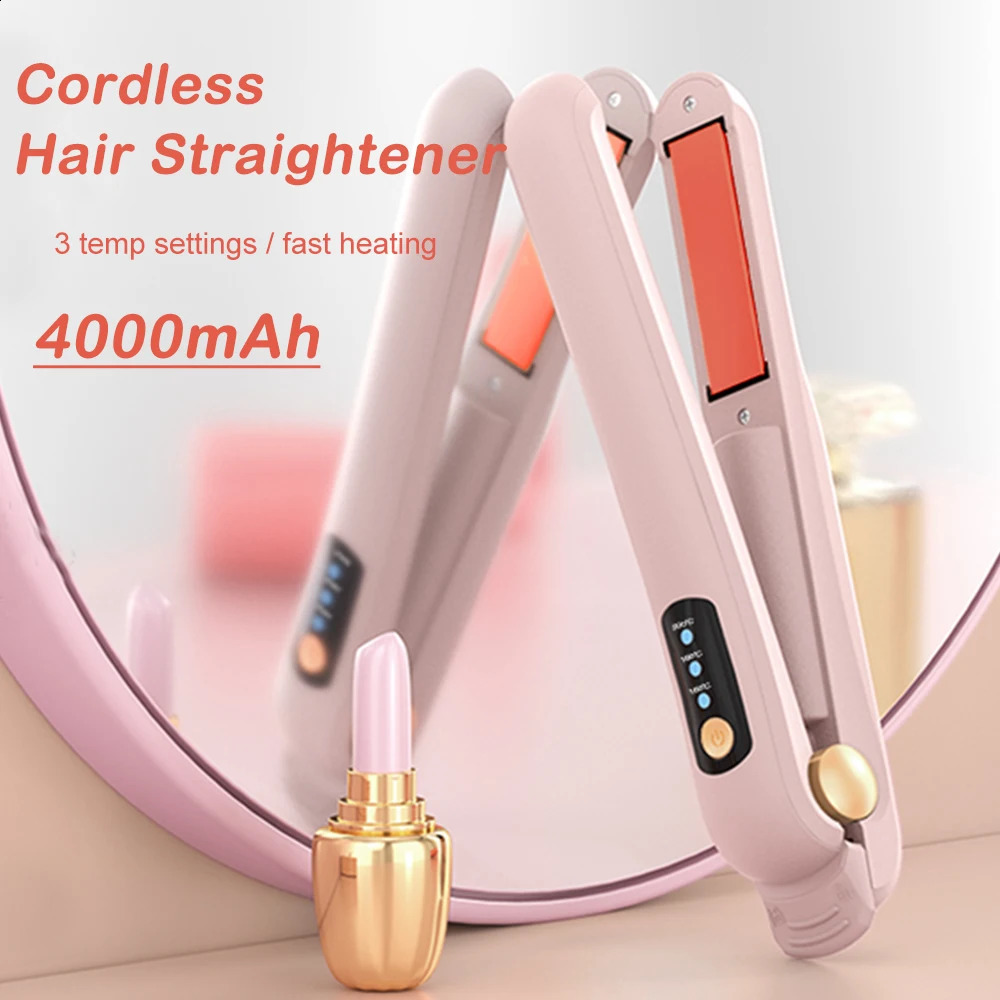 Cordless Hair Straightener and Curler Portable Flat Iron Fast Heating Hair Straightener for Women 3 Temp Settings 241223