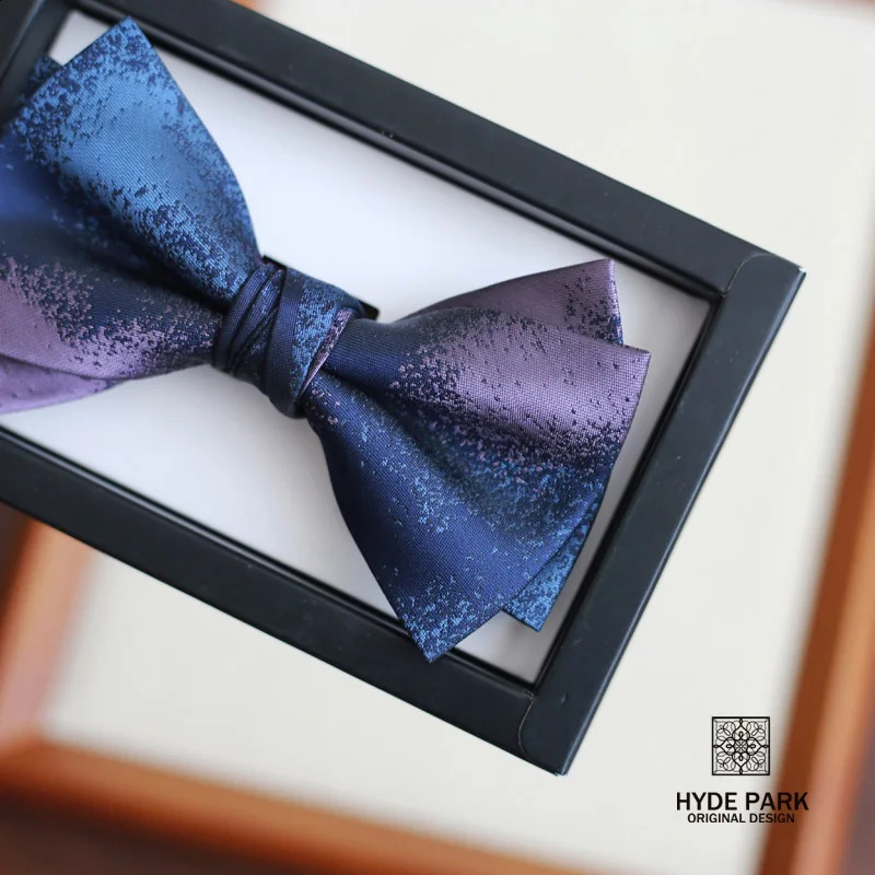 Blue Purple Symphony Wedding Fashion British Groom Mens Gift Box Mens Bow Tie 241220