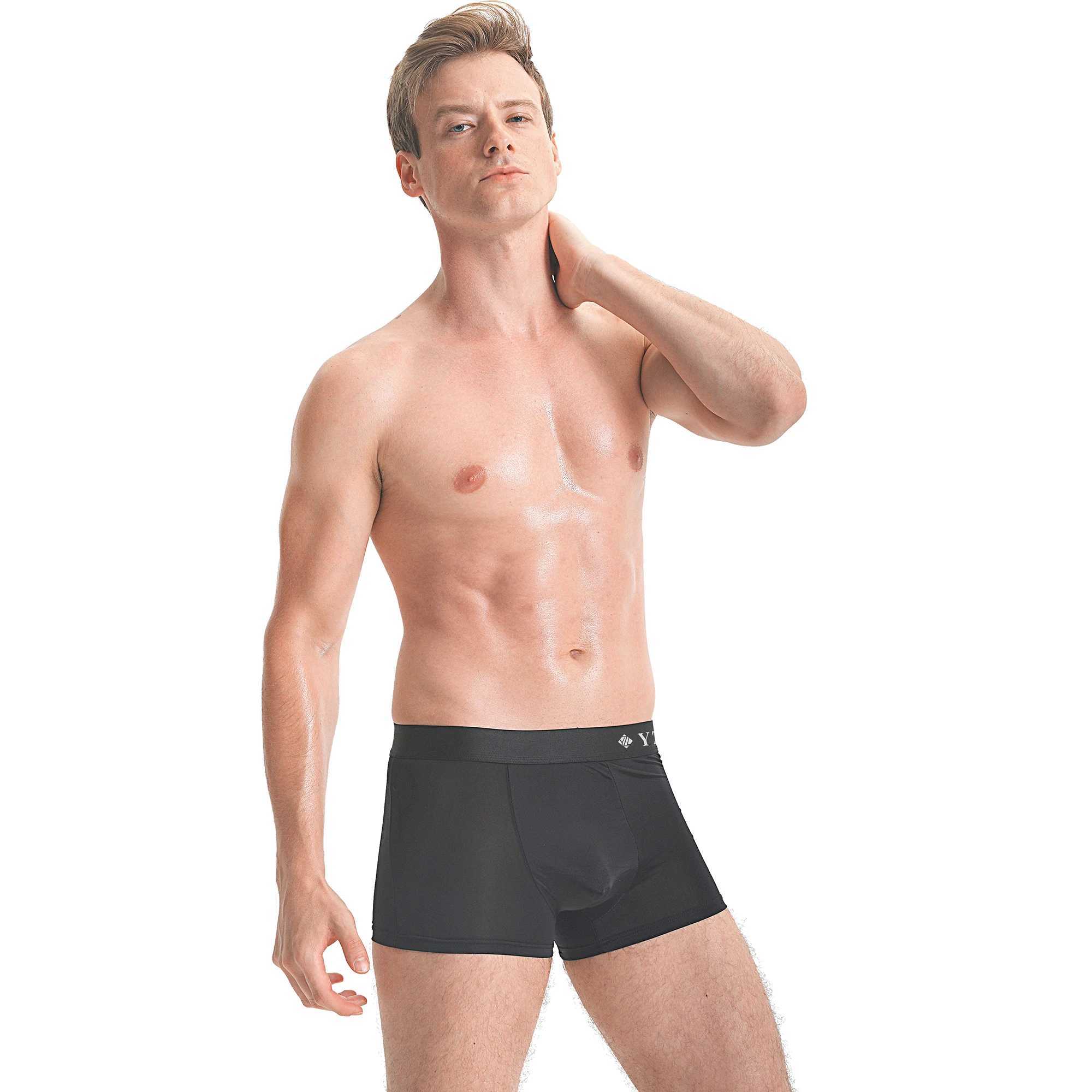 Mens ice silk underwear breathable Wicking Fitness sports high-performance elastic boxer fabric mens gift box new underwear W241223