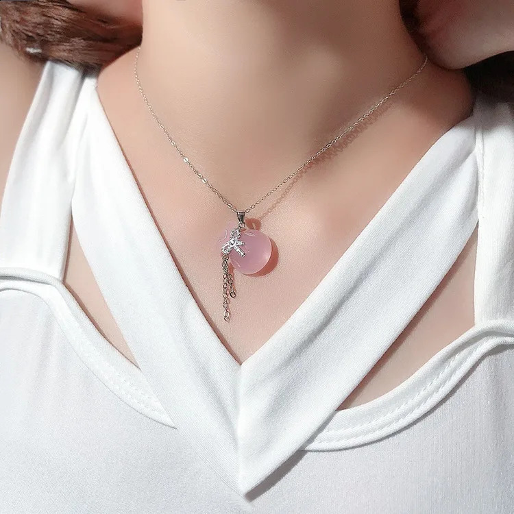 Elegant Fashion Bow Decorative Pendant Real 925 Sterling Silver Women Necklace 241220