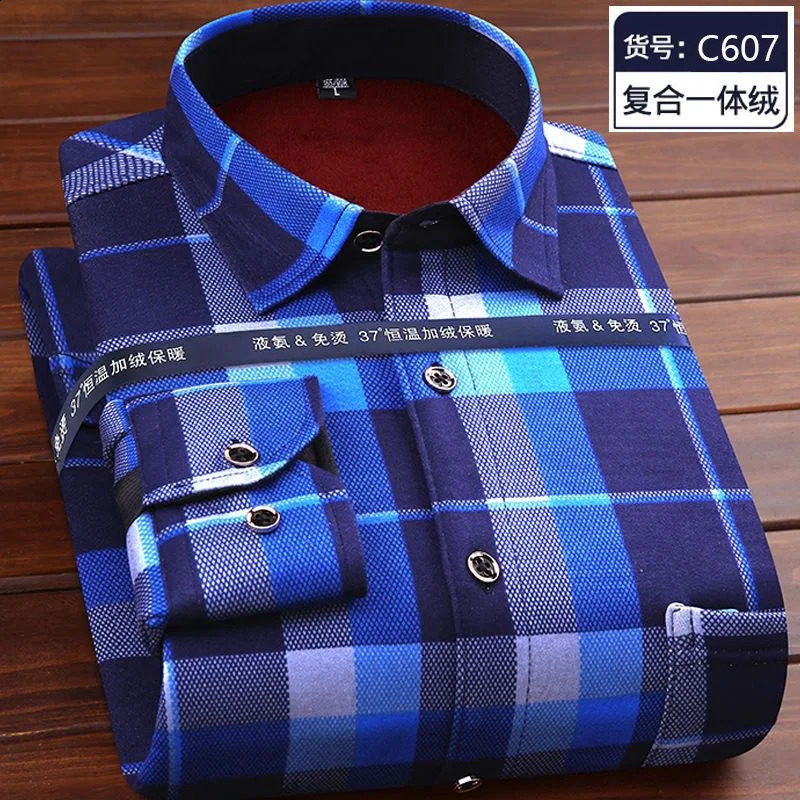 Winter Fashion Plus Fleece Thickened Warm Long-Sleeved Shirt Mens Casual Loose Sports Large Size High-Grade Plaid Shirt 241223