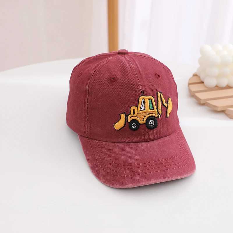 Caps Hats School Childrens Baseball Hat Bulldozer Excavator Embroidery Boys Outdoor Summer Childrens Hat 2-8 Year Baby Sports Hat H241223