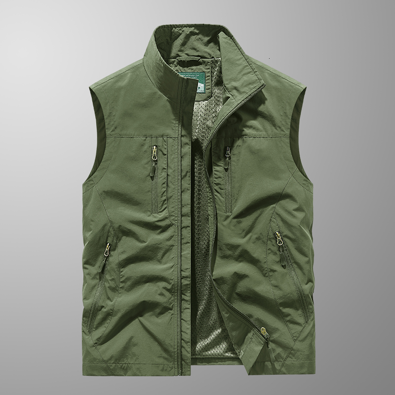 6XL Plus Size Men's Summer Outdoor Hiking Tactical Multi-pocket Lightweight Soft Shell Utility Travel Safari Cargo Vest Men