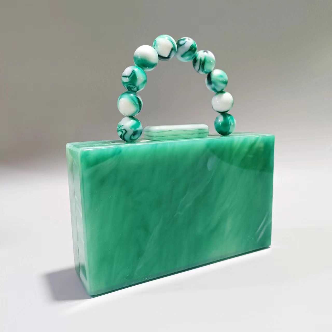 Clutch Bag Fashionable and Generous Womens New Pearl Acrylic Dinner Bag Beaded Wrist Portable Wedding Dress Bag 240920
