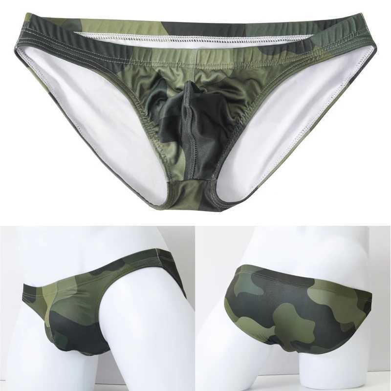 Sexy camouflage mens underwear silk glossy underwear breathable raised pockets mens underwear W241223