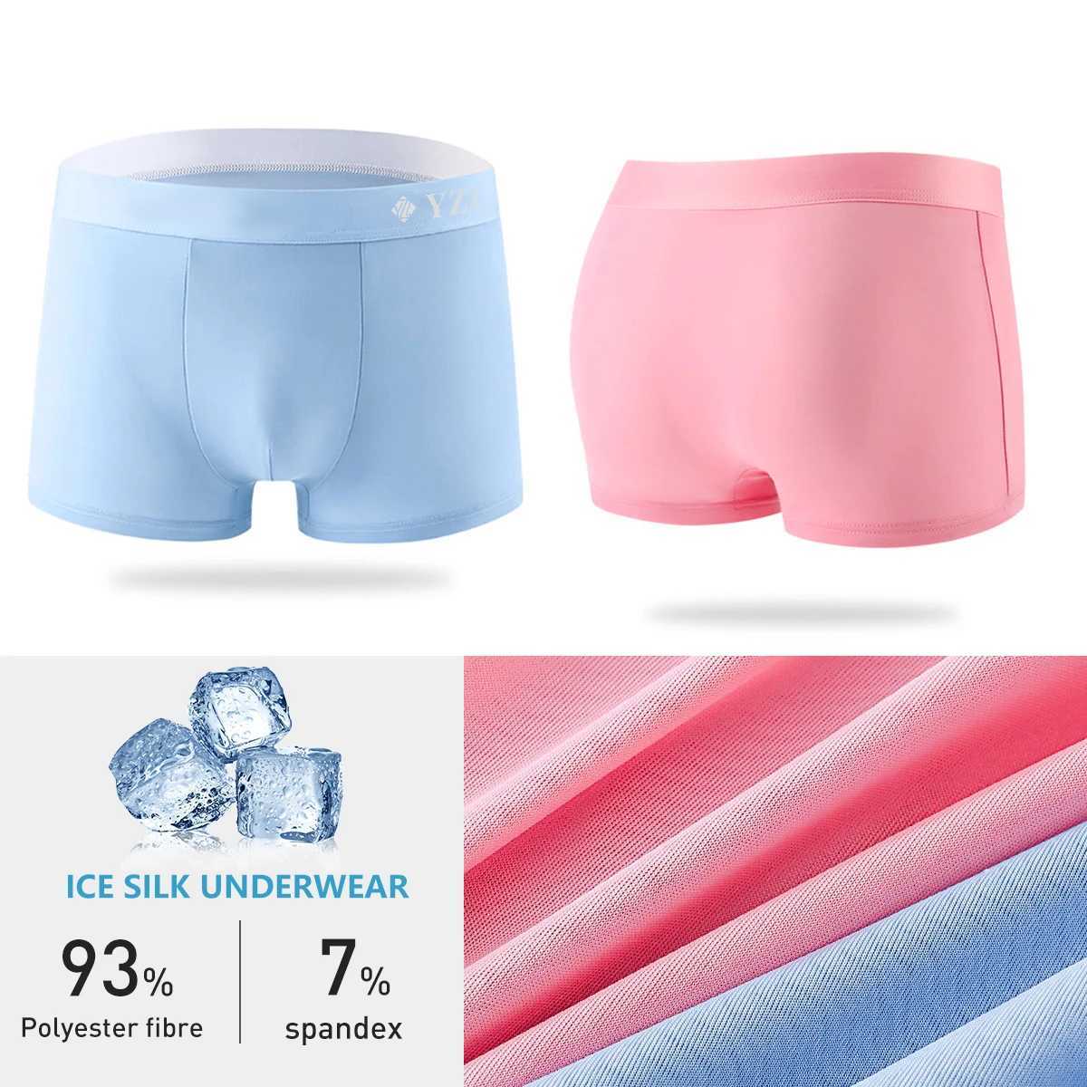 Mens ice silk underwear breathable Wicking Fitness sports high-performance elastic boxer fabric mens gift box new underwear W241223
