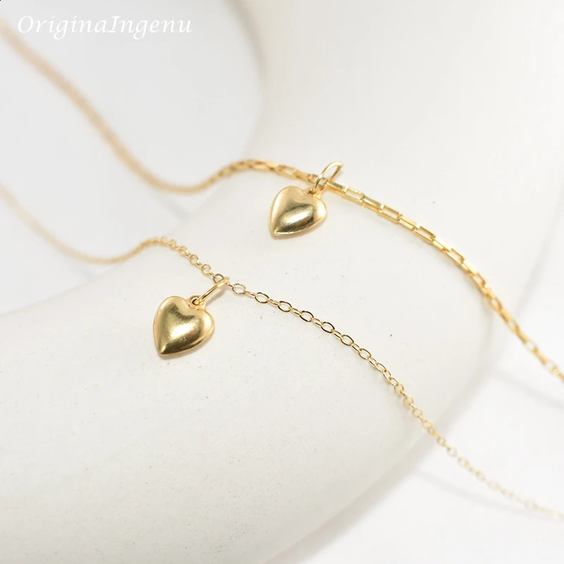 14K Gold Filled Heart Shape Necklace Minimalism Gold Necklace Gold Choker Boho Women Jewelry Pendants Collier Femme Kolye 241220