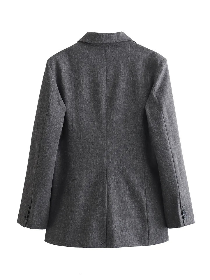TRAFZA Office Lady Blazer Suit Womens Lapel Single Button Pocket Blazers and Pant Autumn Fashion Blazer Suit 241220