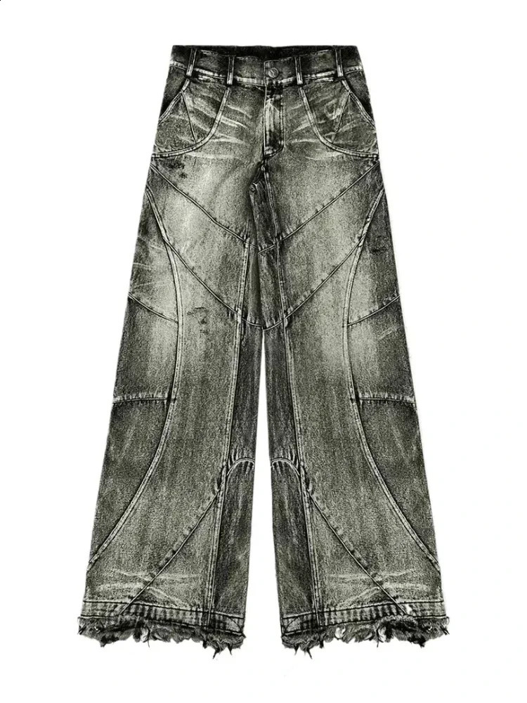 HOUZHOU Y2k Streetwear Punk Hip Hop Jeans Women Grunge Baggy Ripped Denim Trousers Gothic Vintage Distressed Wide Leg Goth 241218