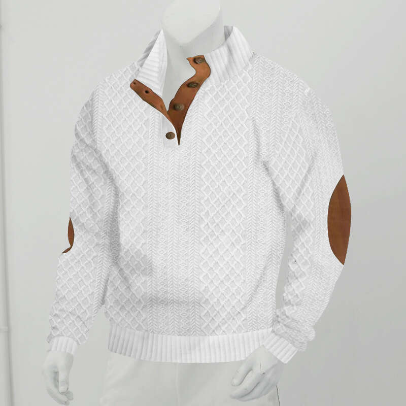 Hot selling autumn and winter European size men's outdoor leisure standing collar long sleeved jacquard knitted pullover hoodie