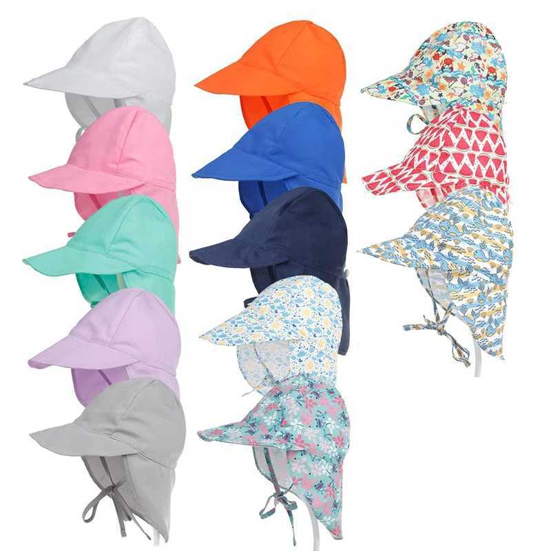 Caps Hats SPF50+Baby Sun Hat Summer Baby Hat Boys and Girls Travel Beach Childrens Hat Baby Accessories Neck Protection Childrens Hat S/L H241223