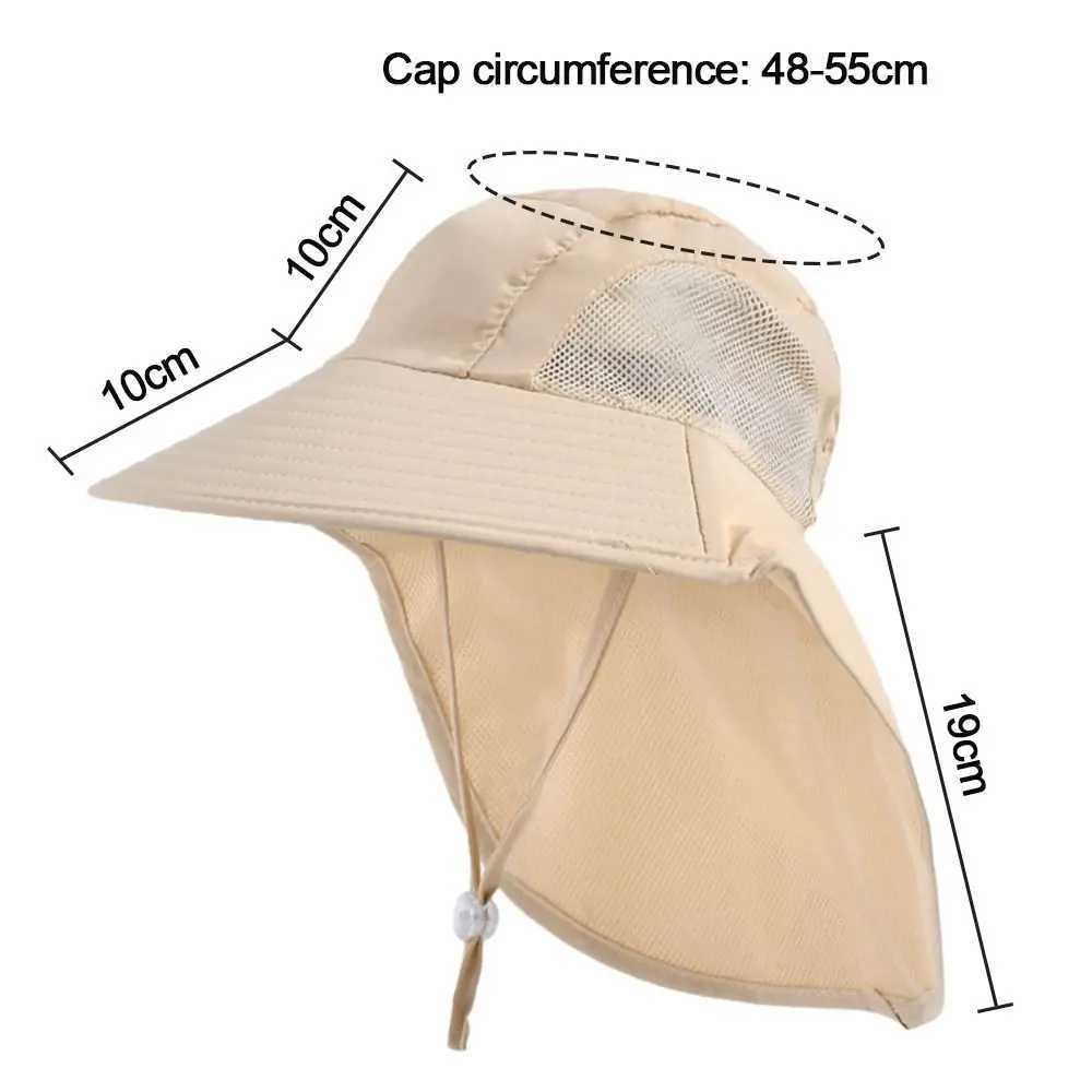 Caps Hats Childrens summer bucket hat UV protection outdoor beach sun hat boys and girls flip adjustable wide eaves hat H241223