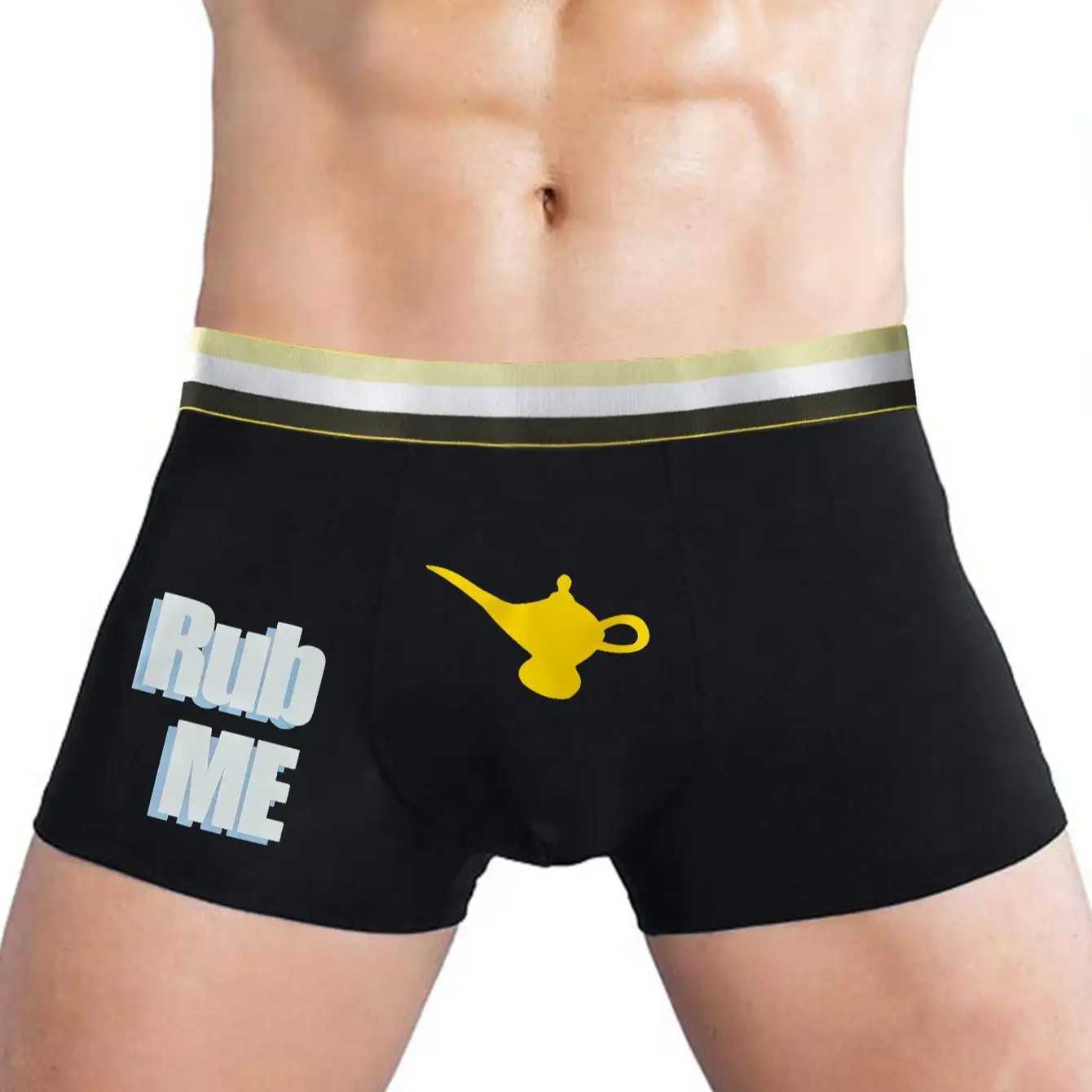 Mens sexy underwear and Rub Me hot stuff printed underwear breathable boxer shorts W241223