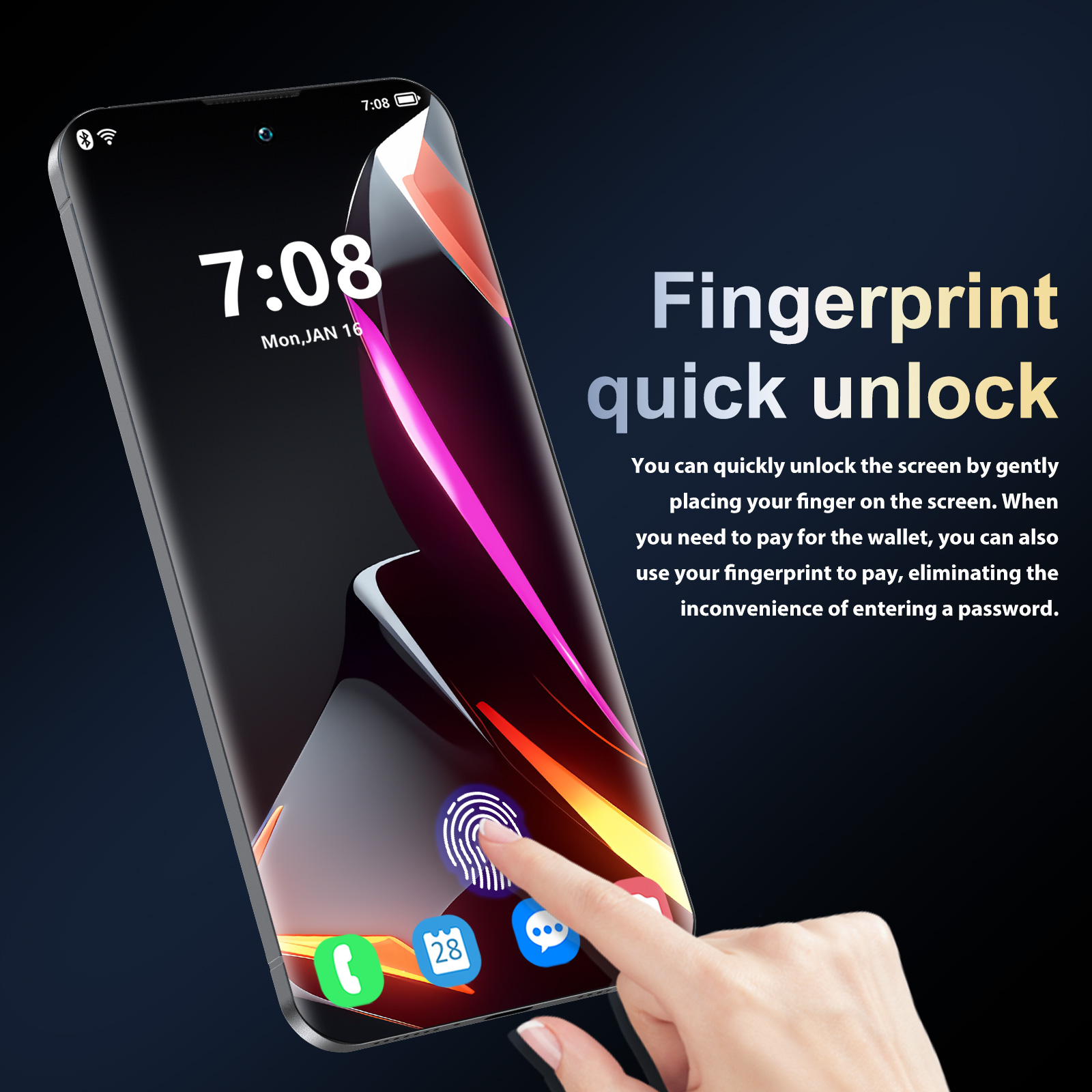 Hot 40 Pro 5G Phone 7.3 inch HD Screen Android 13, Qualcomm 8 Gen 2 CPU,16GB+1TB Cell Phone,64MP+100MP Camera Pixels, 8000mAh Battery, 5G Dual SIM Car