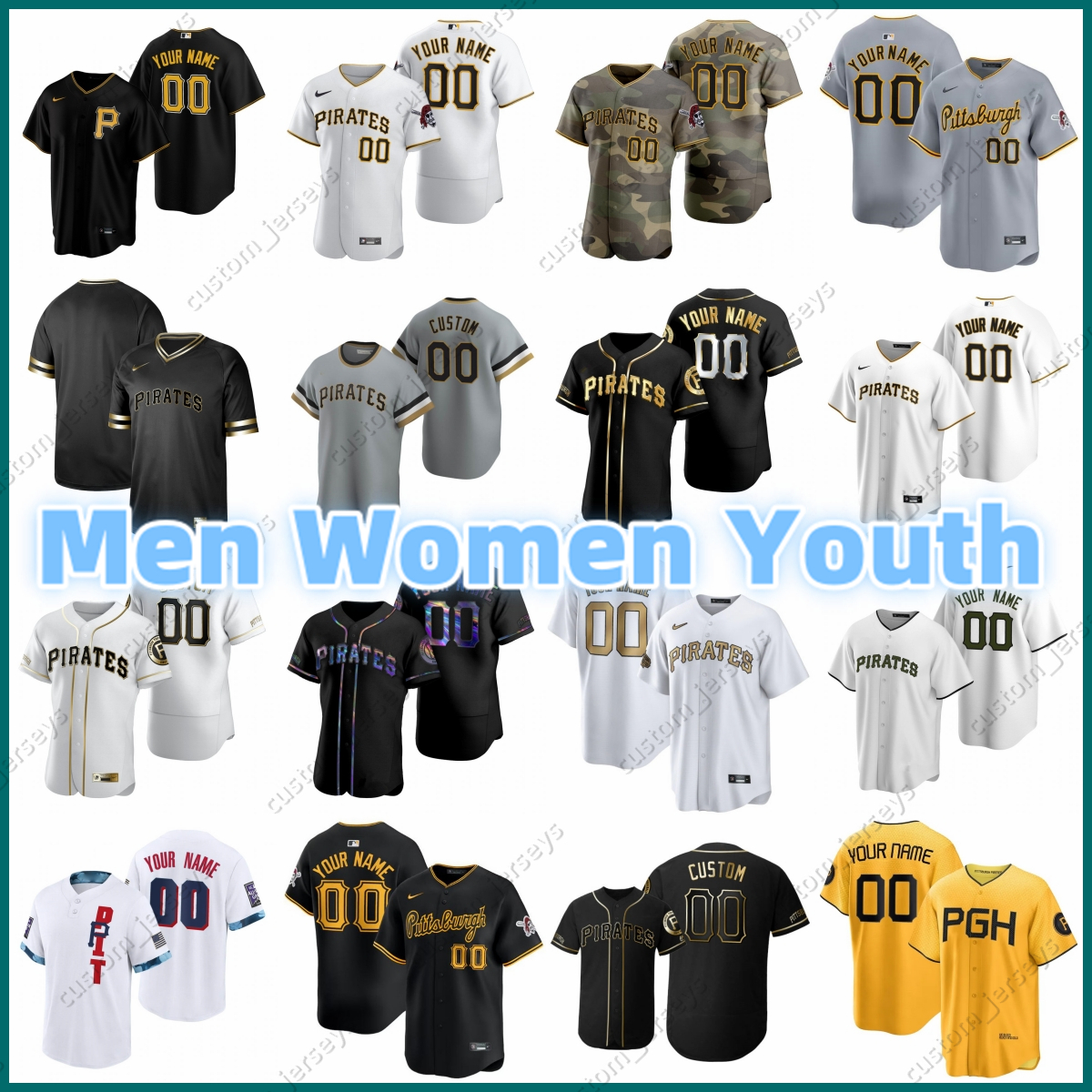 Custom Pirates Baseball Jersey 23 Mitch Keller 30 Paul Skenes 22 Andrew 10 Bryan Reynolds 15 Oneil Cruz 8 Willie Stargell 21 Roberto Clemente 13 KeBryan Hayes