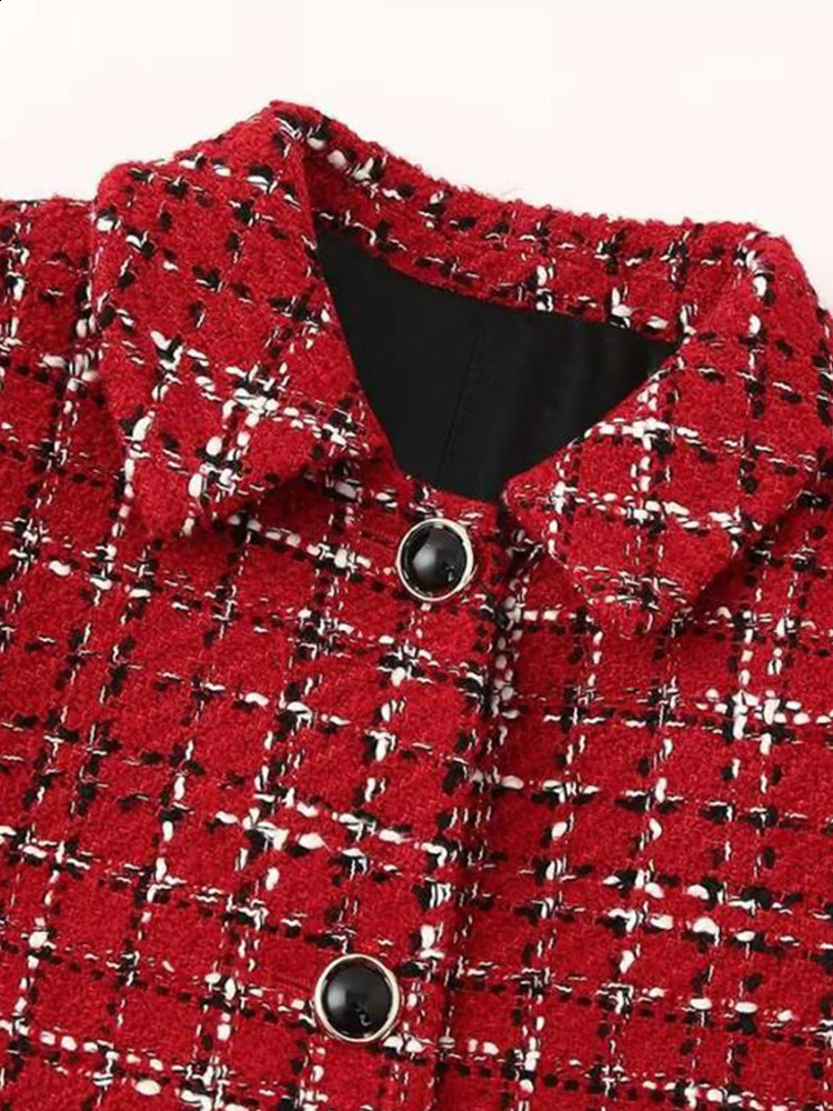 Plaid Knit Jacket Skirt Sets Women Contrast Slim Tops A Line High Waist Mini Skirts Fashion Christmas 2 Pieces Set Lady 241220