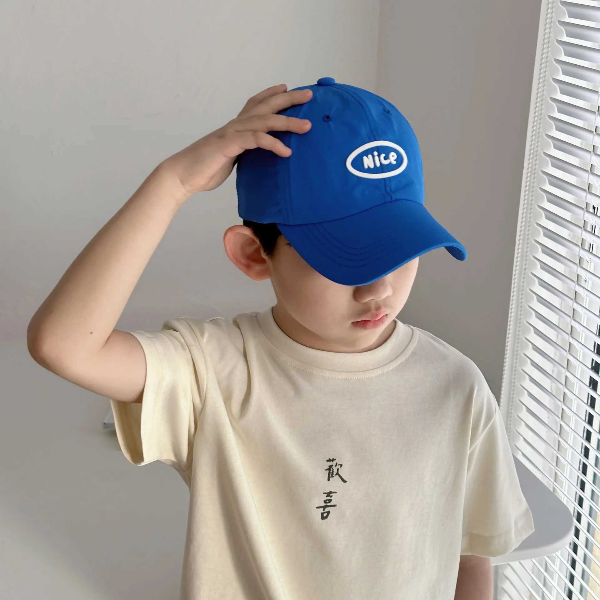Caps Hats Summer Quick Dry Baseball Cap Korean Childrens Letter Peaked Hat 2-8 Year Old Boys and Girls Candy Colors Duck Tongue Hat Sports Sunshine Su