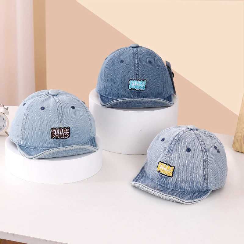 Caps Hats New Cowboy Letter Baby Baseball Hat Summer Retro Soft Brim Outdoor Sun Hat Boys and Girls Casual Sports Childrens Leather Hat H241223