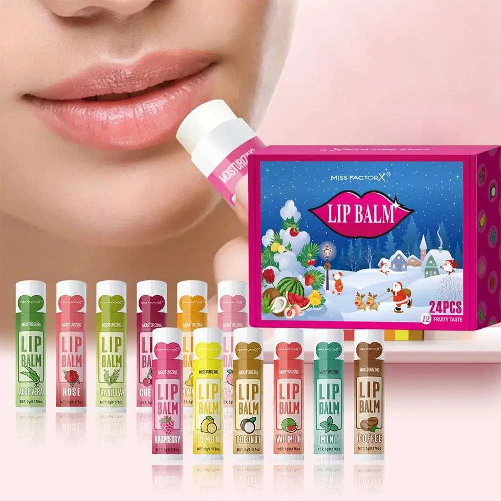 24 PCS Holiday Fruit Flavors Lip Balm Set Moisturizing Lip Balm Christmas Party Gift Set Hydrating Tinted Lip Balm Care LipstickXJ241223