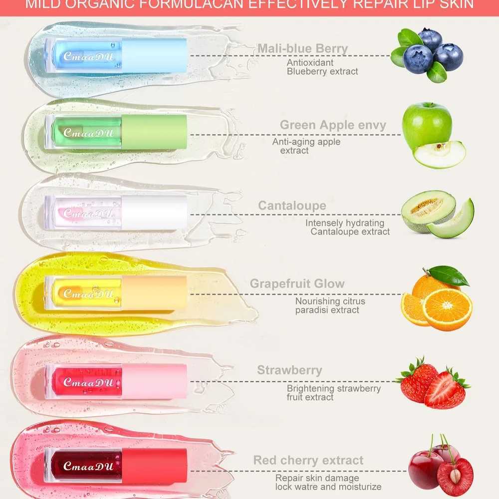 CmaaDu 6-color fruit flavor temperature color changing lip gloss 6 bags of moisturizing lipstickW241223