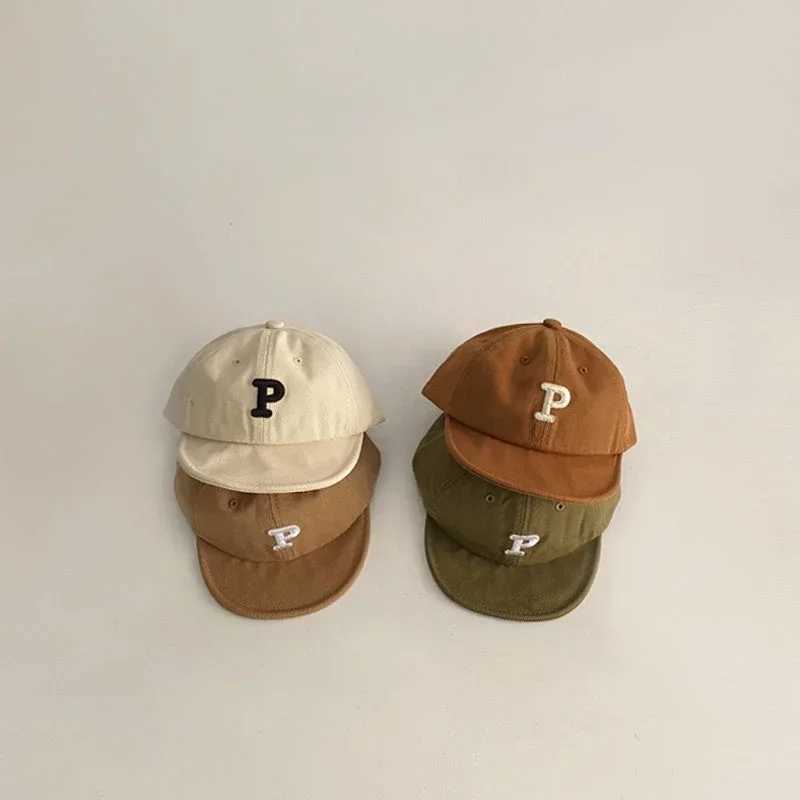 Caps Hats Letter C/P Baby Baseball Hat Summer Soft Cotton Baby Baseball Hat Solid Color Adjustable Preschool Sun Hat H241223