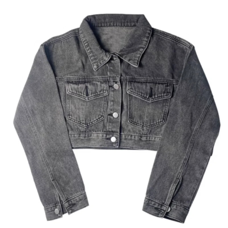 autumn womens denim jacket with pocket Fashionable retro street style loose and versatile short jacket 241219