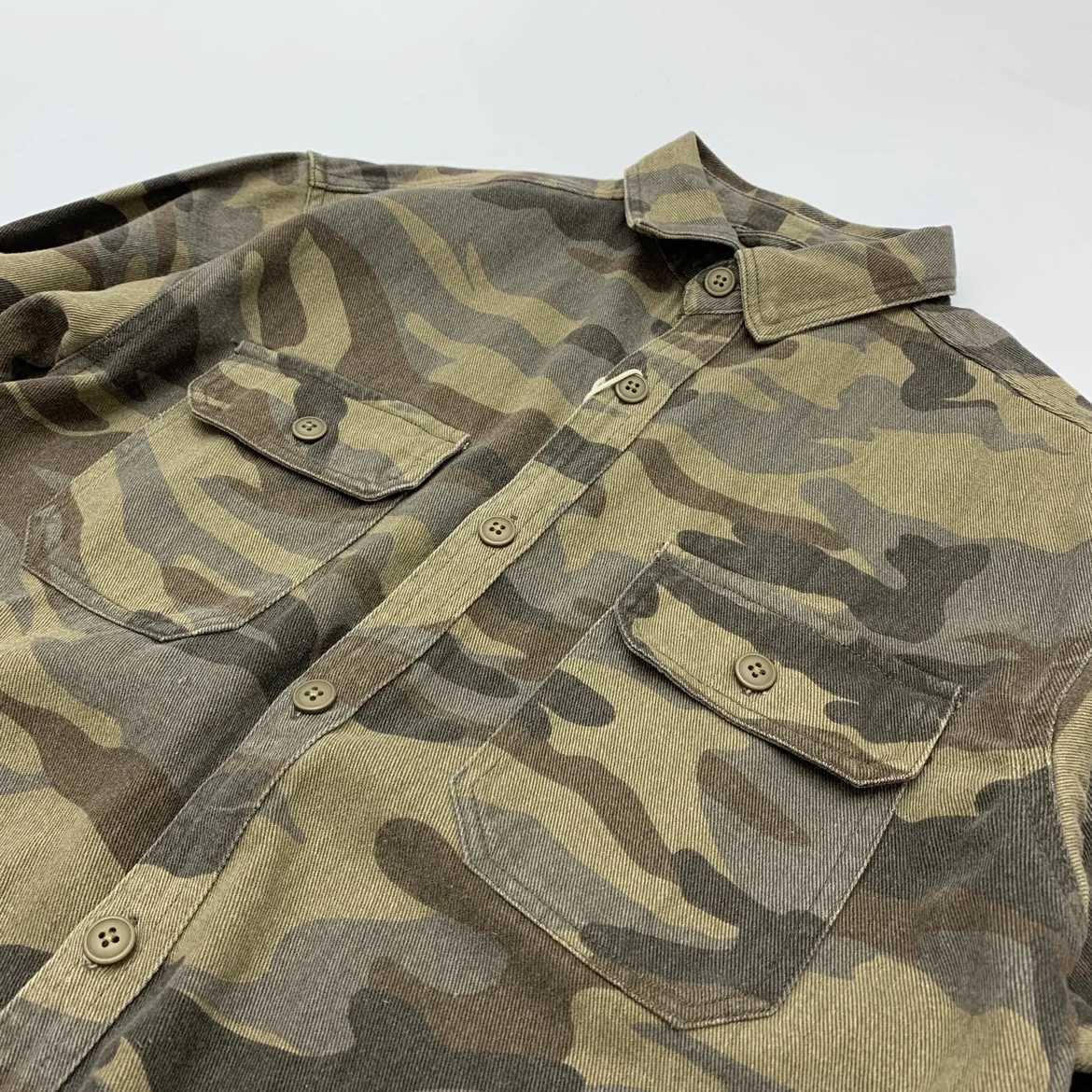 Retro heavy-duty camouflage cotton mens shirt bleached shirt Amekaji retro casual cargo workwear top from the United States W241223