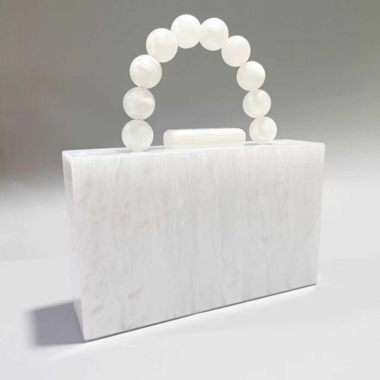 Clutch Bag Fashionable and Generous Womens New Pearl Acrylic Dinner Bag Beaded Wrist Portable Wedding Dress Bag 240920