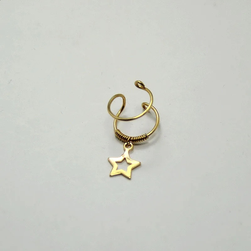 Domino Handmade DOUBLE WRAP Clip Earrings Fatimas hand Ear Cuff Lock Key Star No Piercing Hollow out Star Cartilage Cuff 241220
