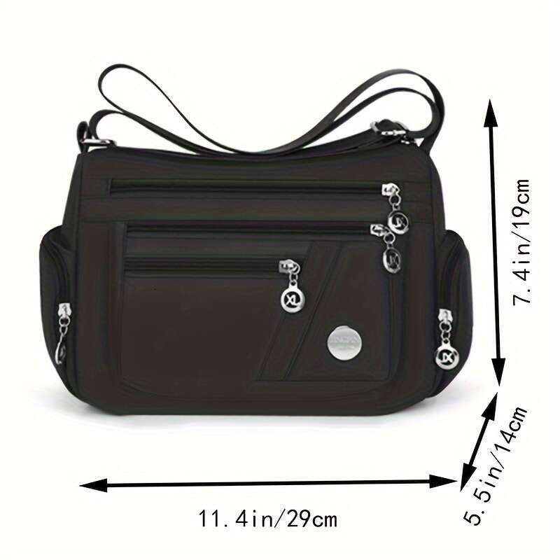 Nylon Casual Waist Pack Tassel Detail, Lightweight Travel Shoulder Bag, Adjustable Strap, Zipper Closure, Polyester ed, Multi-Pocket Design, with No W