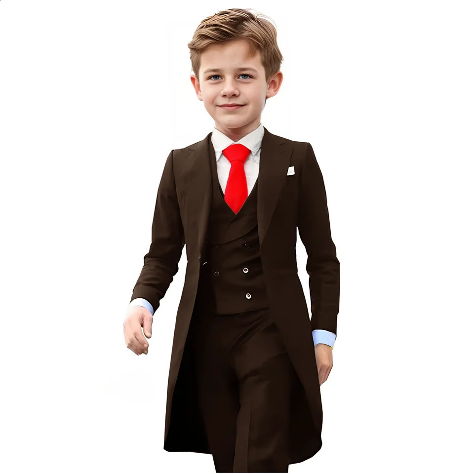 Boy Blazer Tuxedo Suits For Boys 3 Piece Party Costume Wedding Dress Piano Performance Formal Set For child Jacket For Kids 241223