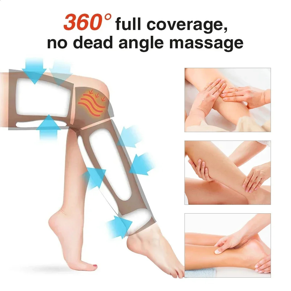 Electric 360° Full Cover Leg Massager Thigh Calf Air Pressure Massage Kneading Heated Foot Relax Muscle Blood Circulation 241223