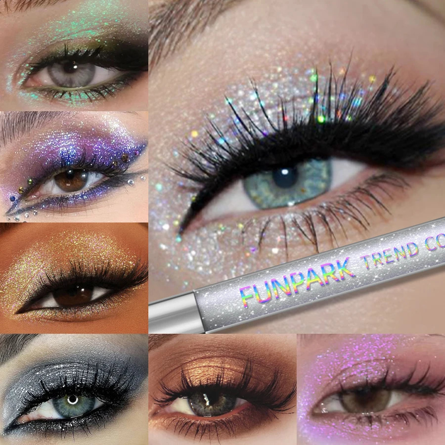 Colorful Liquid Eyeshadow Pink Green Black Diamond Shiny Eye Liner Pen Giltter Eyeshadow Palette Makeup Long Lasting Shimmer 241223