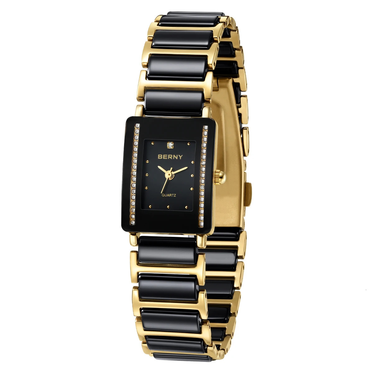 BERNY Ceramics Quartz Women Watch Fashion Rectangle MenWomen Wristwatch Bracelet Luxury Diamon Gold Couple Watches Gift 241220