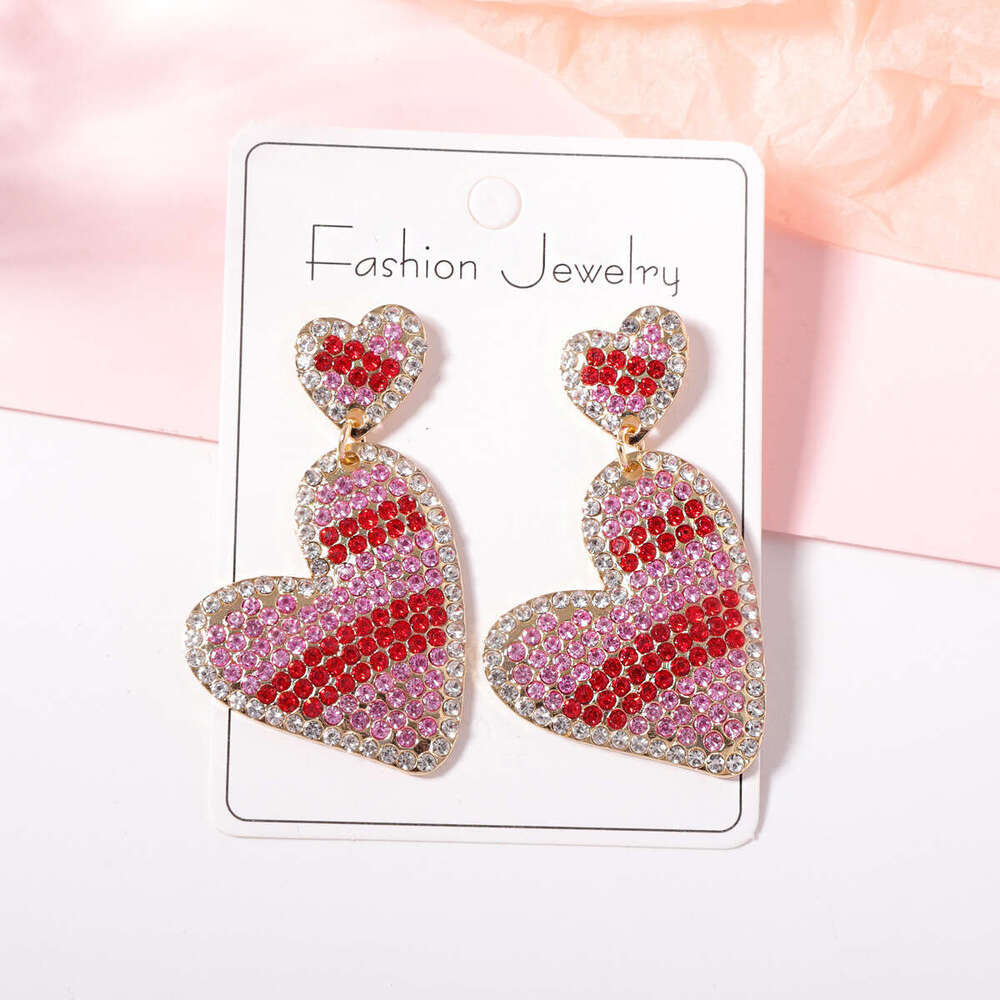 Fashionable and romantic Valentine's Day temperament, ladies' love full dia earrings, personalized hot selg niche style